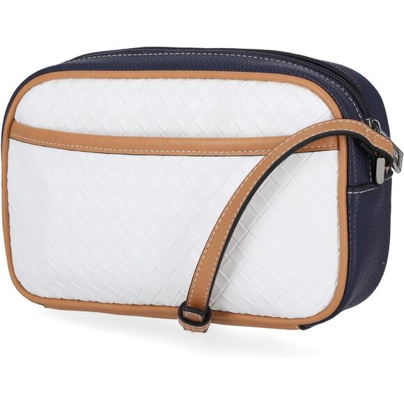 Women's White (Woven) PU leather Candid Camera Adjustable Crossbody Bag - Picture 4 of 5